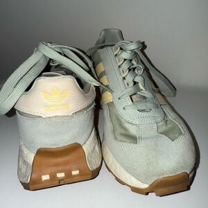 Adidas Green and Cream Sneakers